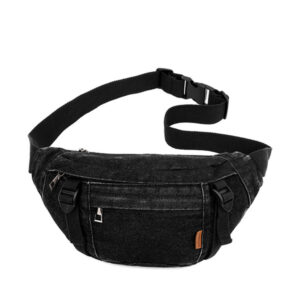 Premium Denim Waist Bag for Men & Women - Black V2