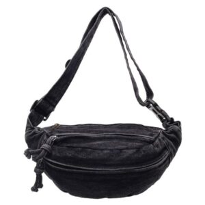 Premium Denim Waist Bag for Men & Women - Black